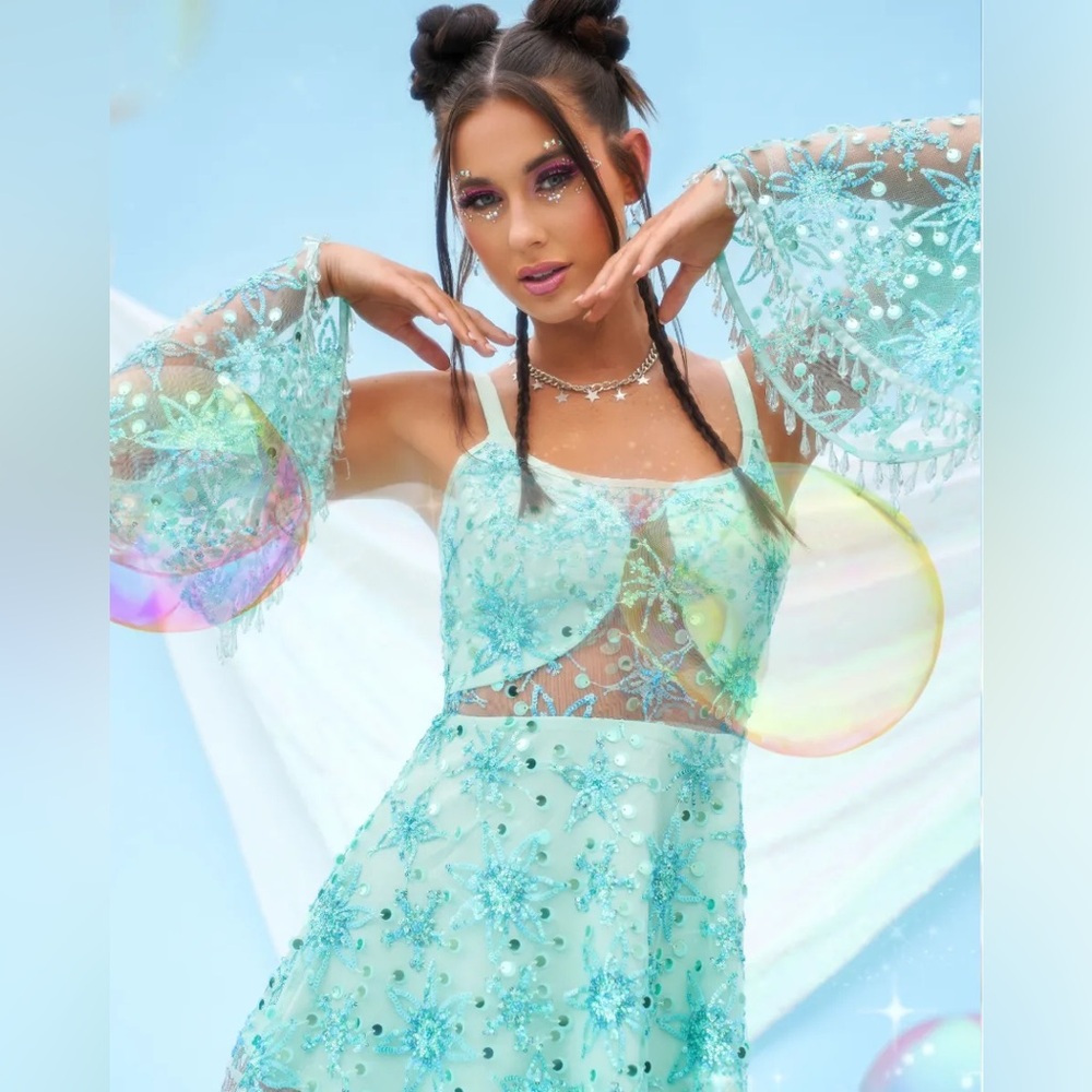 NEW WITH TAGS- iHeartRaves Sparkling Nights Teal Dress Set